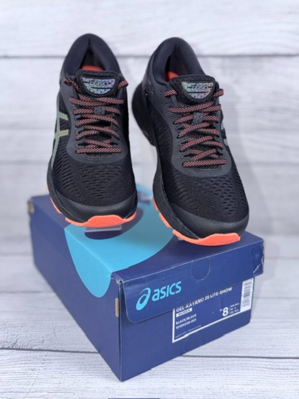 🧡ASICS Gel-Kayano 25 Lite-Show Running Shoes Black/Black Women's Size 8